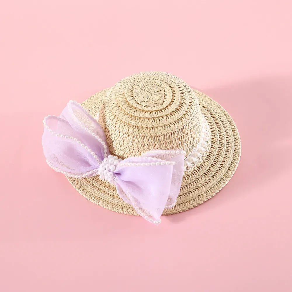 Bowknot pet hat Straw hat for cats