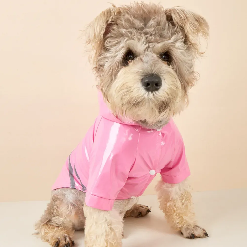 pink PU dog raincoat