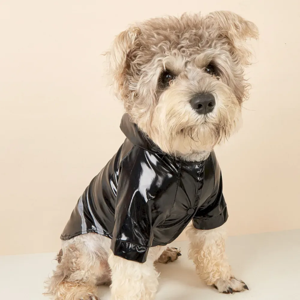 black PU dog raincoat