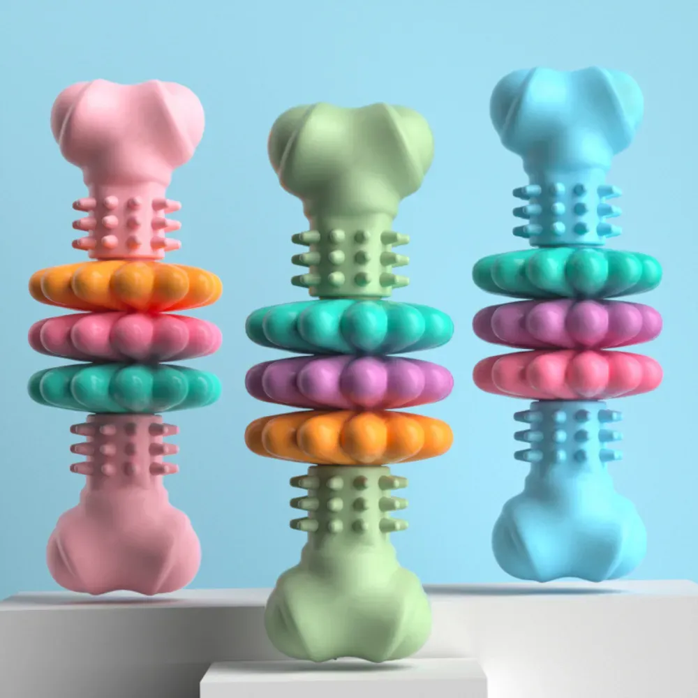Chewing on this toy helps satisfy dogs’ natural chewing instincts while promoting healthy teeth and gums. The textured surface is designed to gently massage gums, offering relief and reducing teething discomfort in puppies and young dogs.