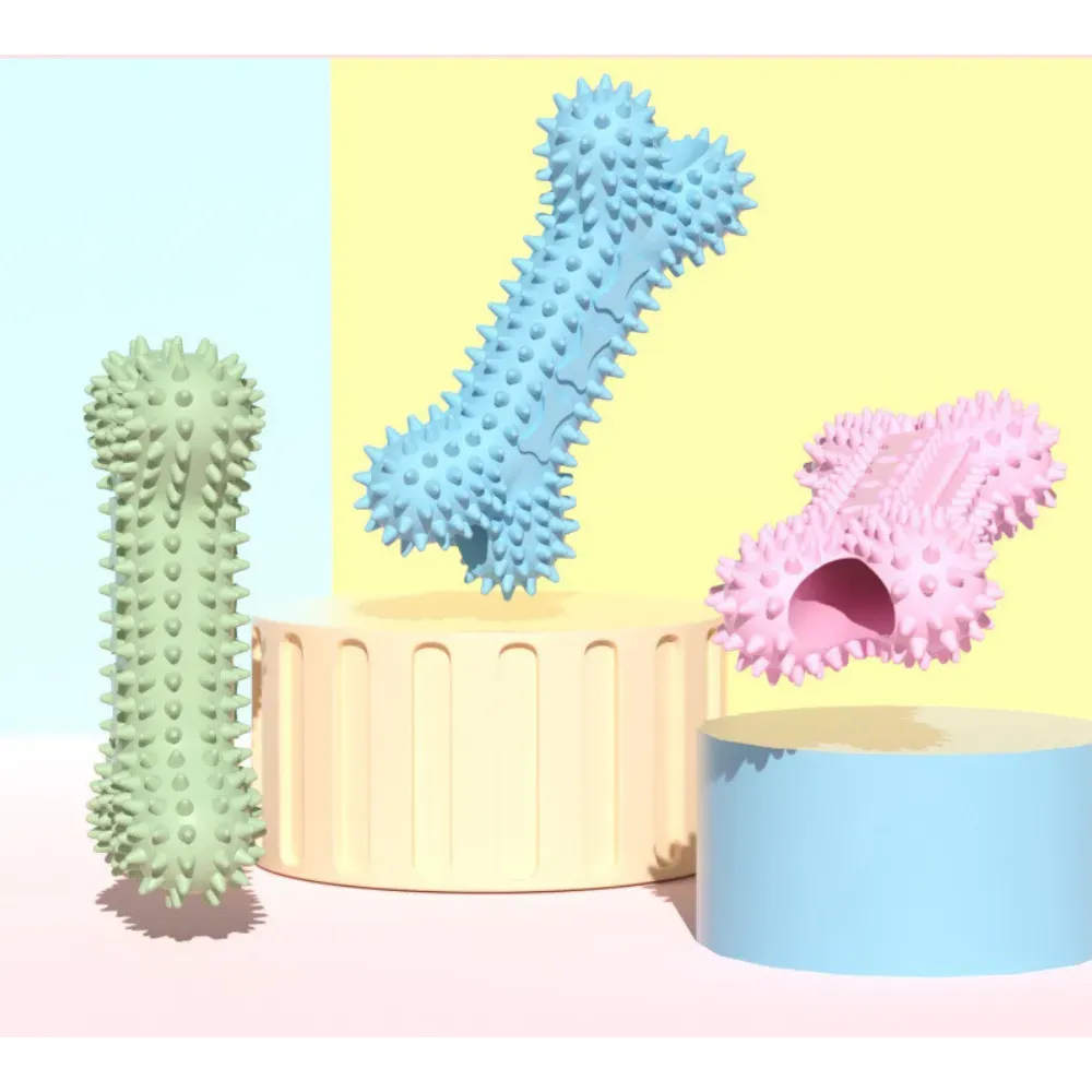 pet chew toys (5) Designed to float on water, these bone-shaped chew toys are ideal for pool, beach, or lake play. Pets can enjoy both water and land activities, as the toy provides a stable floating surface, making it easy for pets to retrieve, chase, and play in water.
