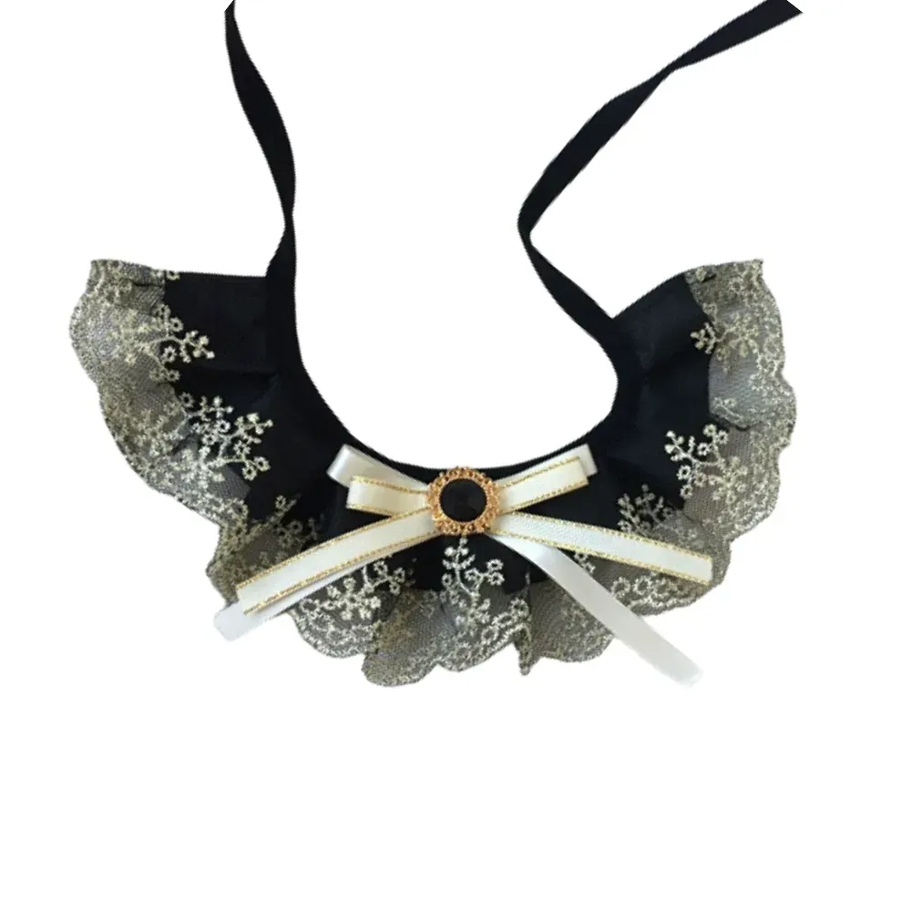Lace pet collar Black pet collar with gemstone