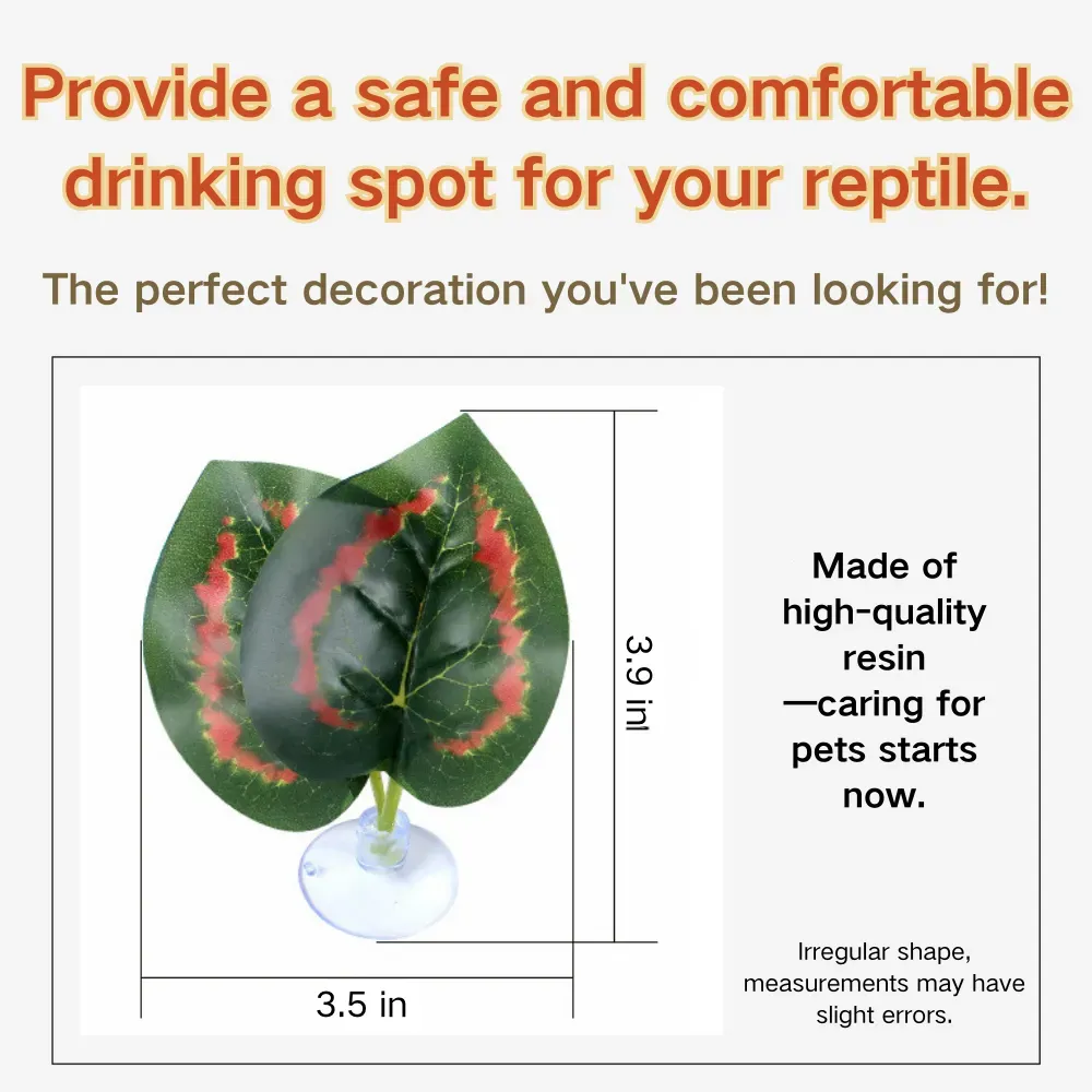 Reptile water feeder leaf with strong suction cup