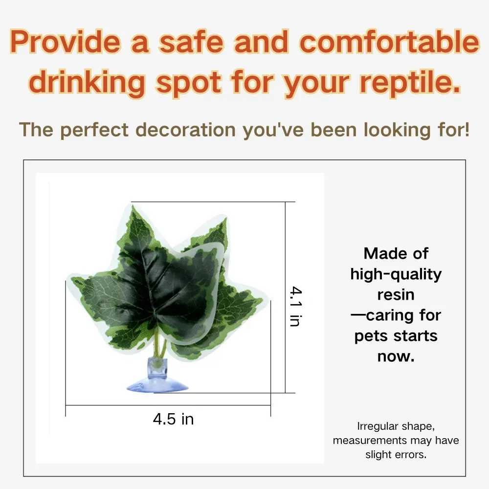 Decorative Terrarium Artificial Plants with Suction Cup for Reptile Habitat and Water Feeding (3) Strong suction cup for secure attachment to smooth surfaces