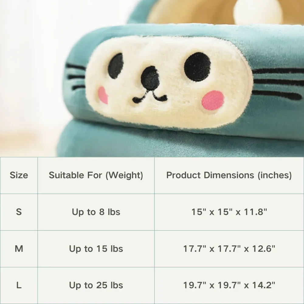 Half-closed pet bed with a fun cat ear design (6) Fun cat ear design adds a playful touch while providing a sense of security