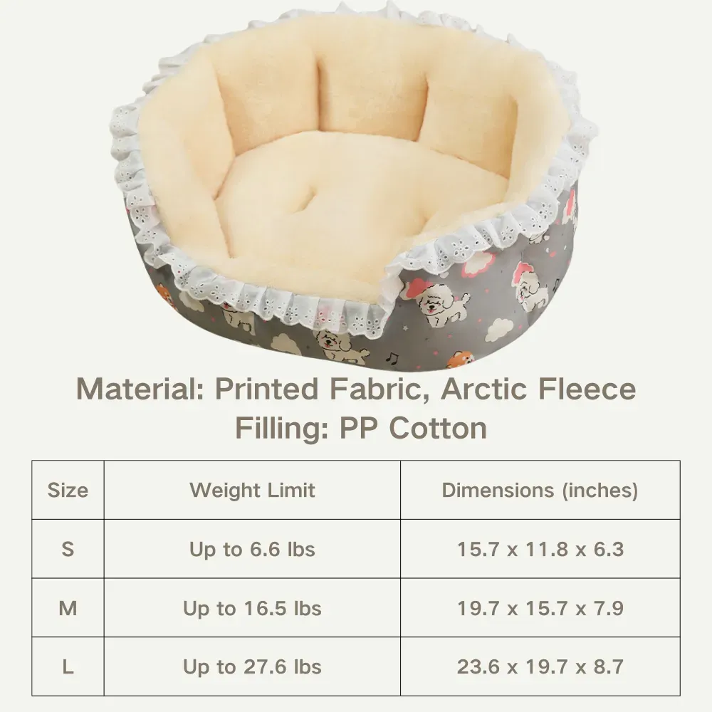 winter floral pet bed with thick padding, non-slip base, and a removable, washable cover for easy maintenance (10) Soft Arctic velvet fabric offers a gentle, skin-friendly touch