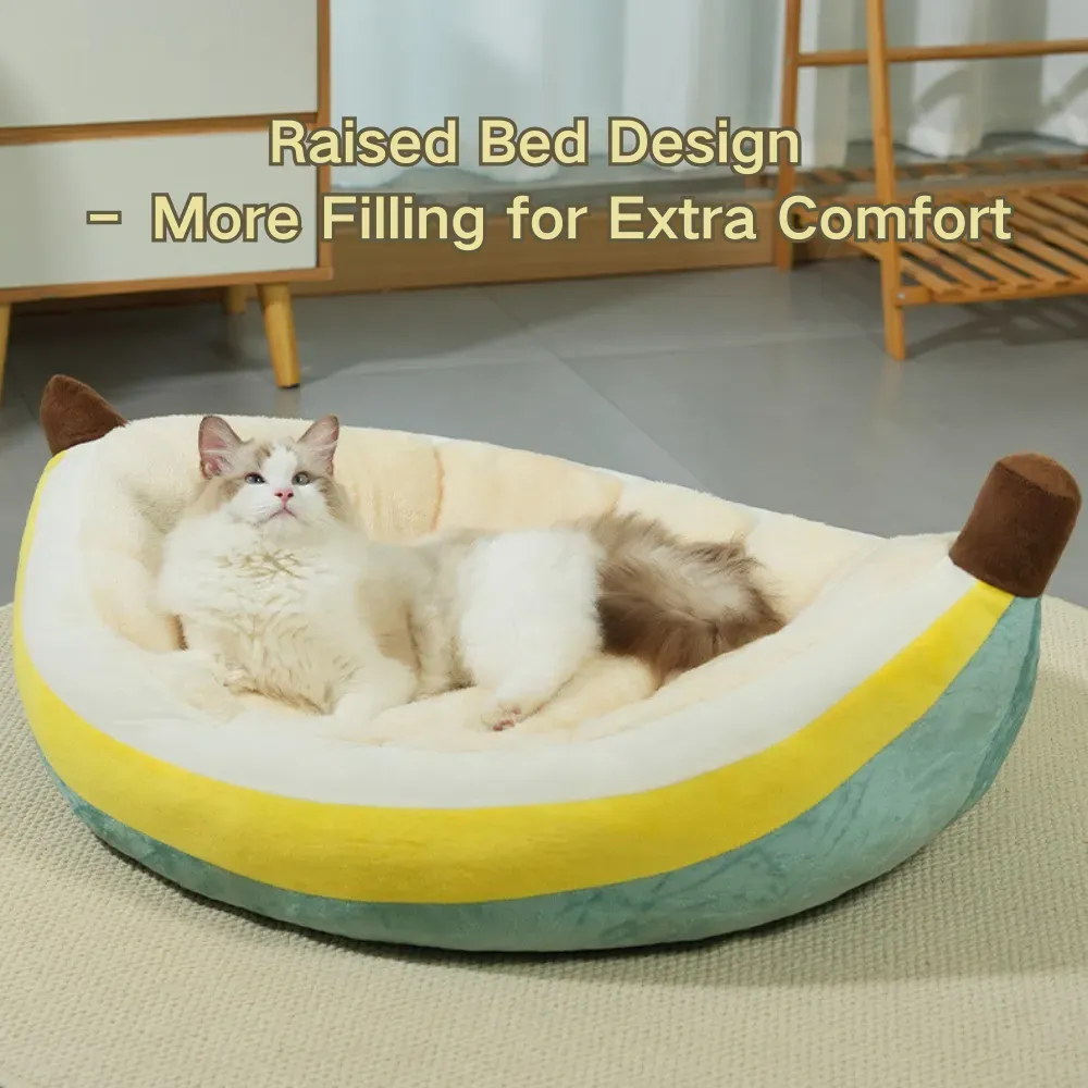 Machine-washable banana-shaped pet bed (1) Machine-washable cover for hassle-free cleaning