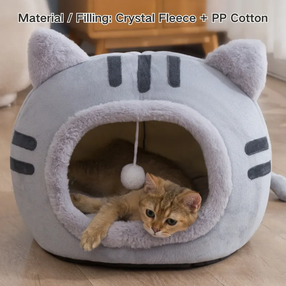 Adorable cat-shaped pet bed for dogs and cats (4) Anti-slip base ensures stability on all surfaces