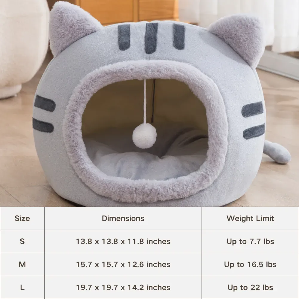 Adorable cat-shaped pet bed for dogs and cats (1) High-density PP cotton filling for cloud-like comfort
