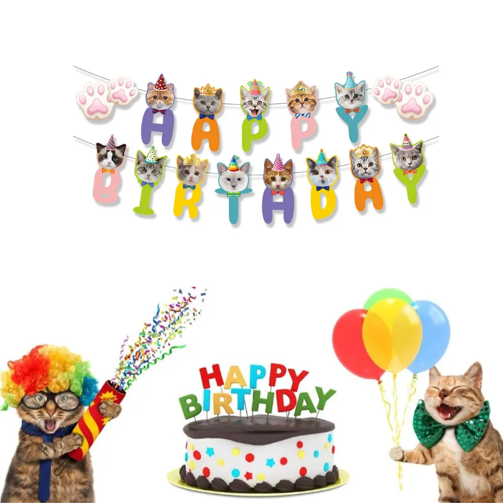 Cat Theme Happy Birthday Banners Cat Theme Happy Birthday Banners