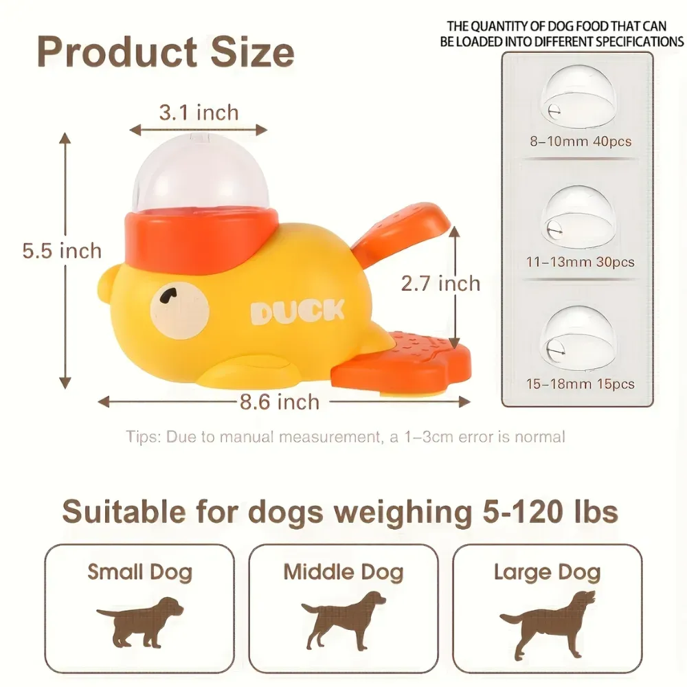 Interactive Non-Electric Yellow Duck Shaped Dog Push Toy