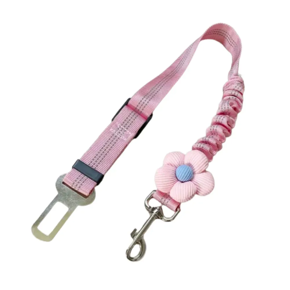 Retractable Car Safety Belt with Flower Decor for Pets Retractable Car Safety Belt with Flower Decor for Pets