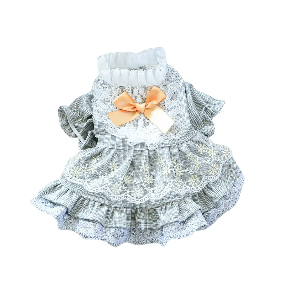 Lace Tulle Dress Flower Bowknot Dresses for Dogs Lace Tulle Dress Flower Bowknot Dress for Dogs