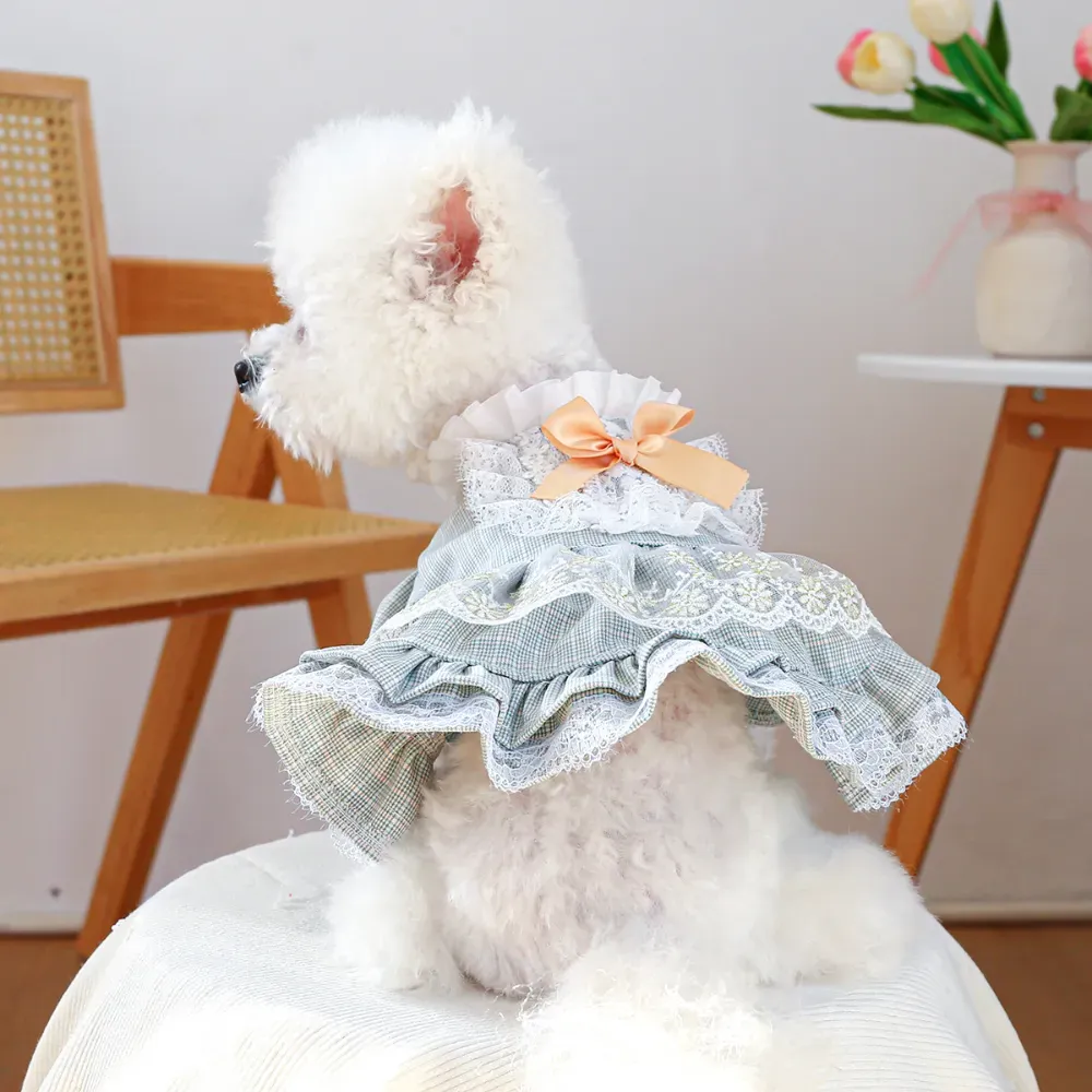 Lace Tulle Dress Flower Bowknot Dresses for Dogs dog dress Lace Tulle Dress Flower Bowknot Dress for Dogs
