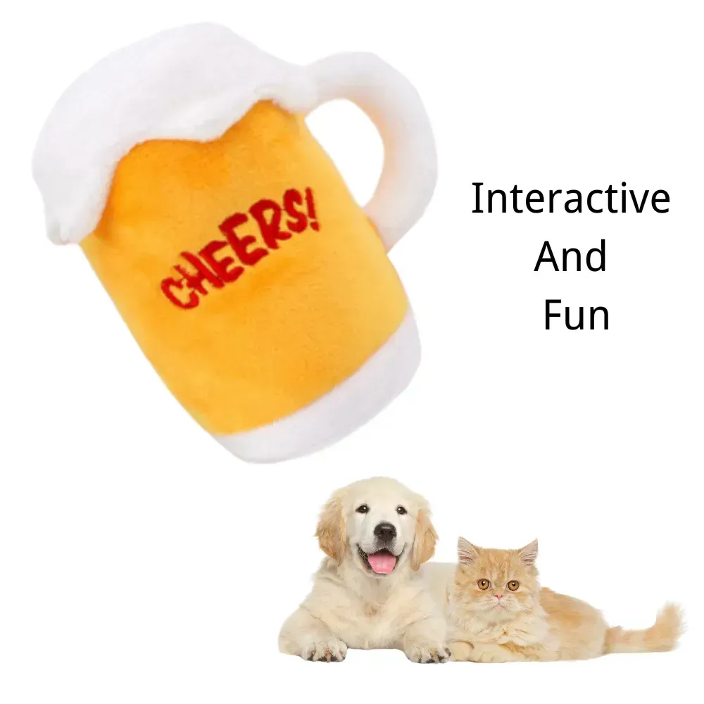 Squeaky Fun Beer Plush Toy