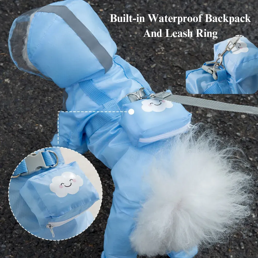Full Body Waterproof Dog Raincoat with Legs for Small Dogs