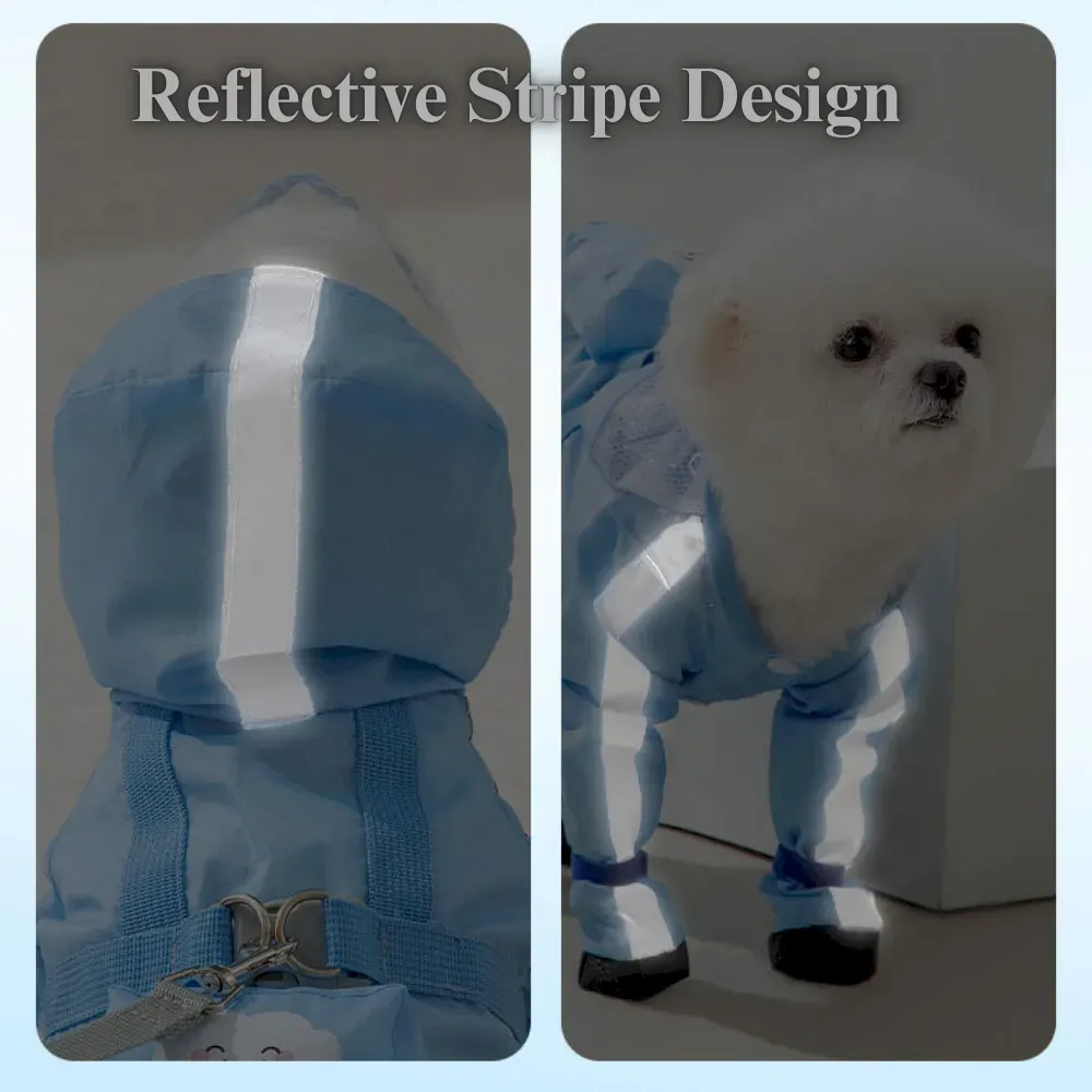Full Body Waterproof Dog Raincoat with Legs for Small Dogs