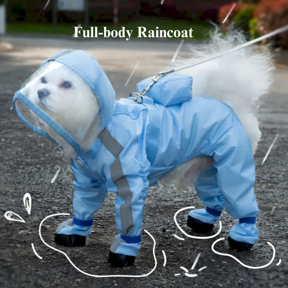 Full Body Waterproof Dog Raincoat with Legs for Small Dogs