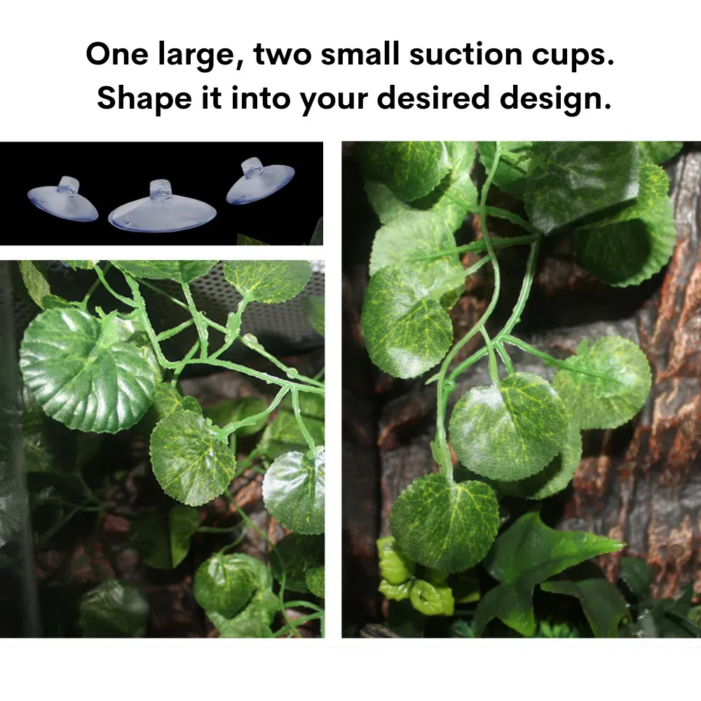 Reptile hideout decoration with faux leaves