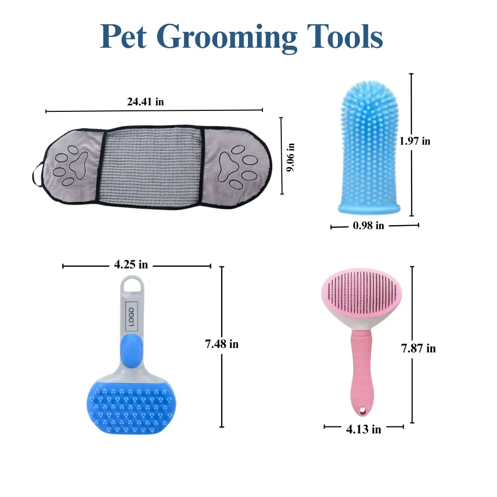 massage brushes for cats SPA Cat Grooming Kit with Massage Brushes Quick Dry Towels and Finger Brushes