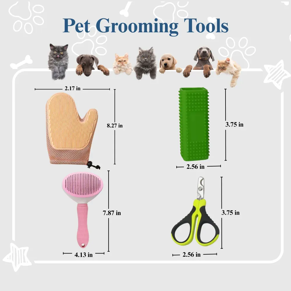silicone brushes for cats Essential Cat Grooming Kit with Gloves Silicone Brushes and Nail Clippers