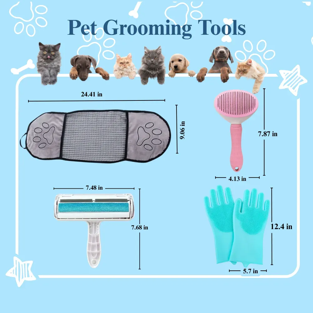 All in One Cat Grooming Starter Kit for Brushing Drying and Cleaning