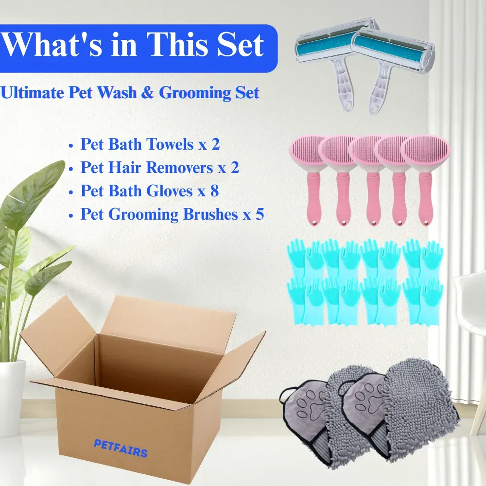 All in One Cat Grooming Starter Kit for Brushing Drying and Cleaning