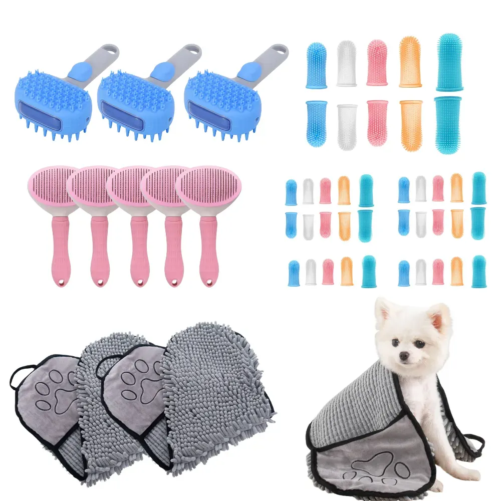 cat spa grooming kit SPA Cat Grooming Kit with Massage Brushes Quick Dry Towels and Finger Brushes