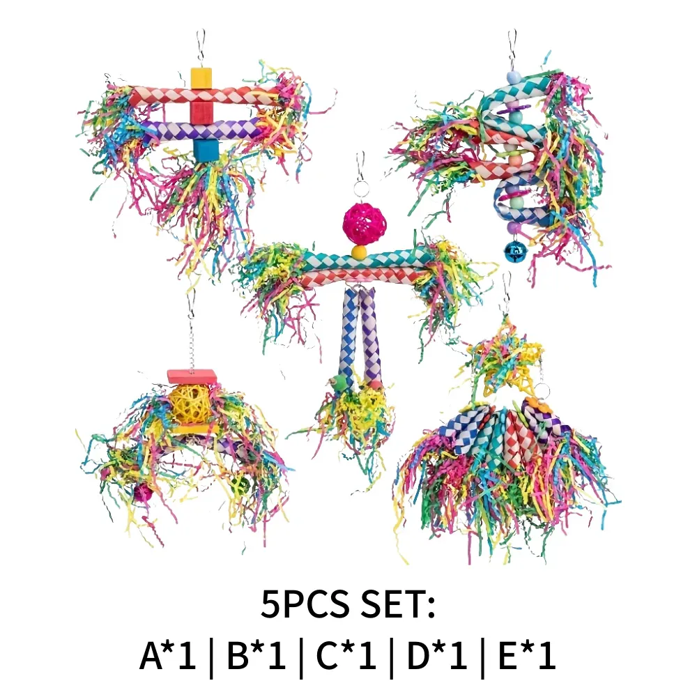 5PCS Durable Braided Tube Design Bird Gnawing Toys Set