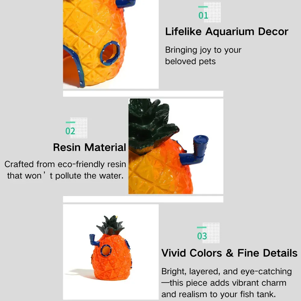 Unique SpongeBob pineapple house design for aquarium decor (2) Adds a fun, whimsical touch to any fish tank setup