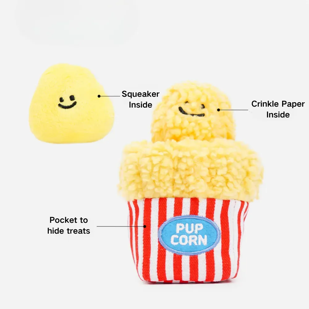 Popcorn Shaped Squeaky and Crinkle Dog Toy