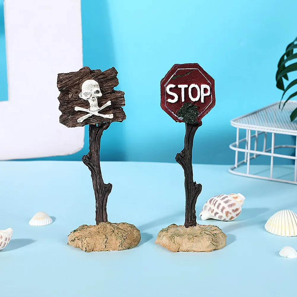 Unique Design: Modeled after a creative warning sign, this piece adds a playful, edgy touch to aquarium setups.