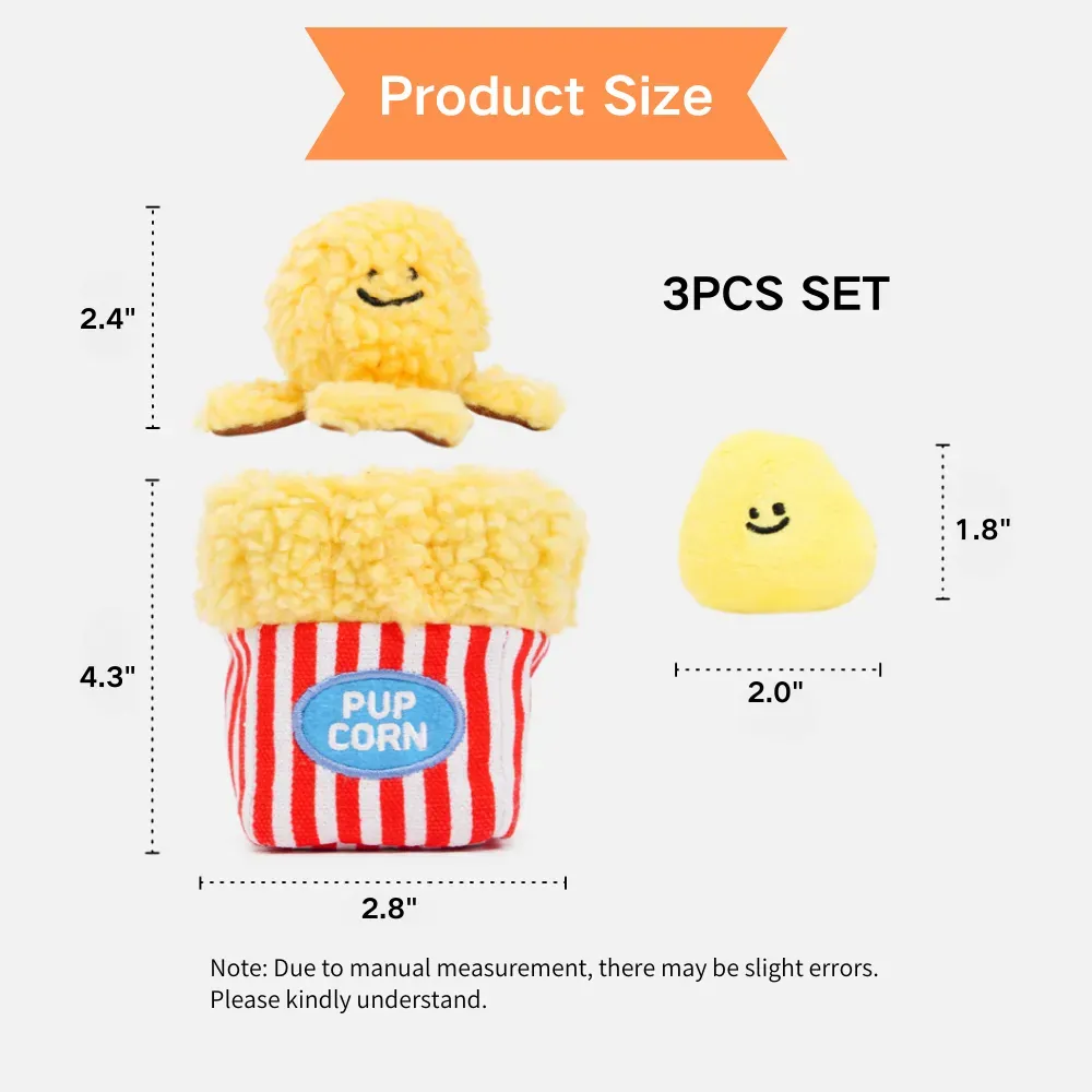 Popcorn Shaped Squeaky and Crinkle Dog Toy
