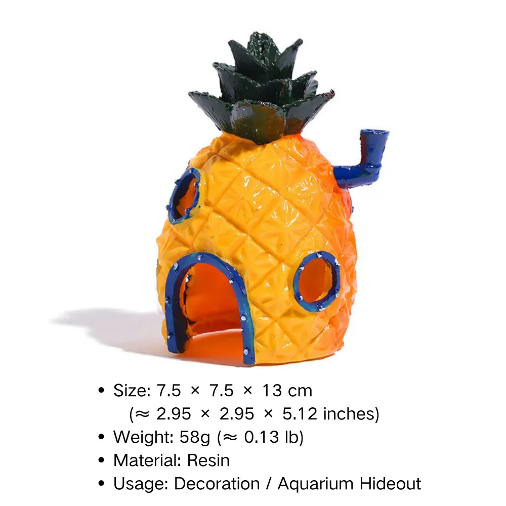Unique SpongeBob pineapple house design for aquarium decor (3) Safe and durable green resin material, fish-friendly