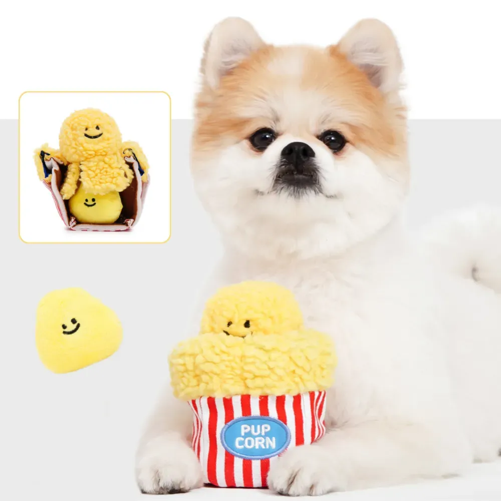 Popcorn Shaped Squeaky and Crinkle Dog Toy