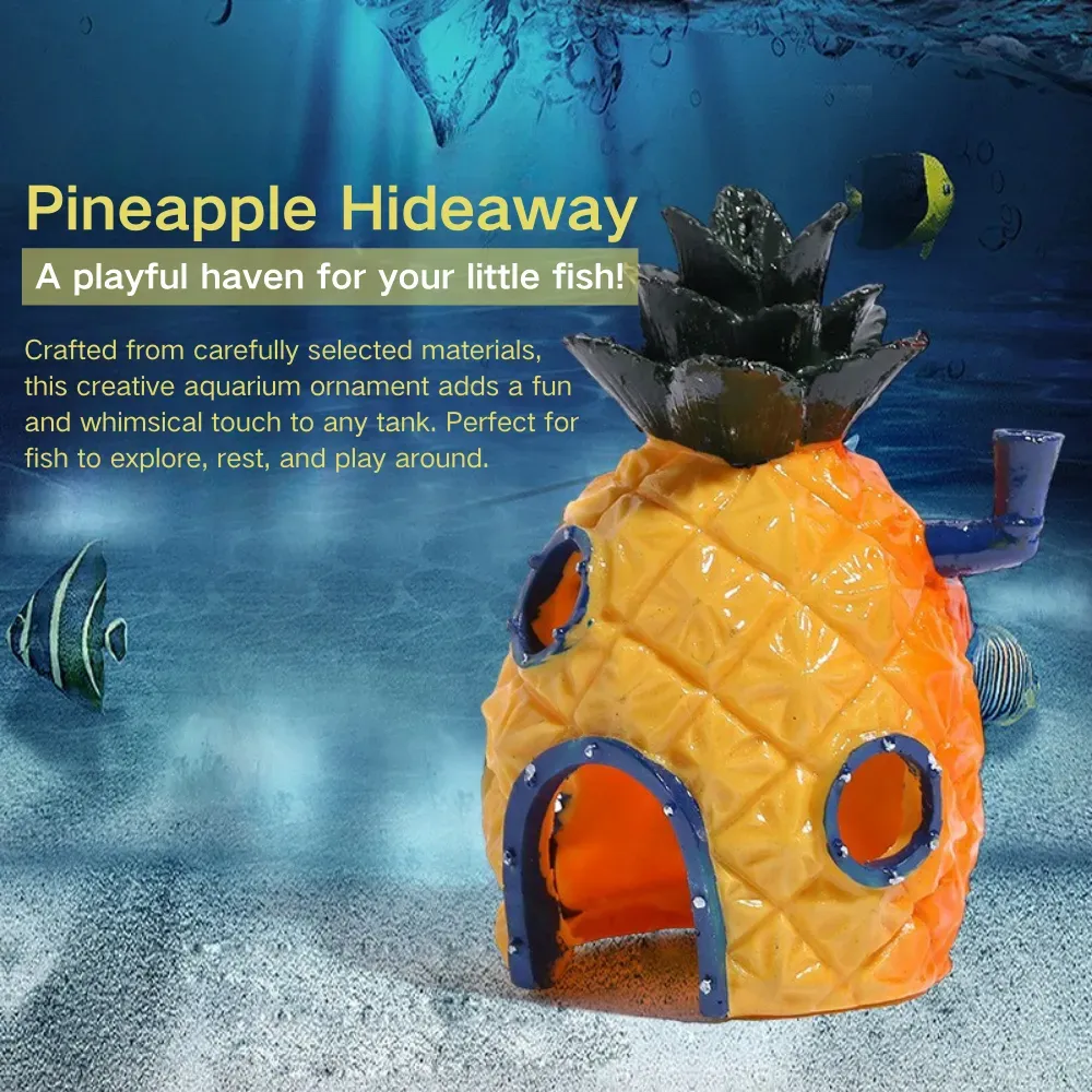 Unique SpongeBob pineapple house design for aquarium decor (1) Provides secure hiding space for aquatic creatures to reduce stress