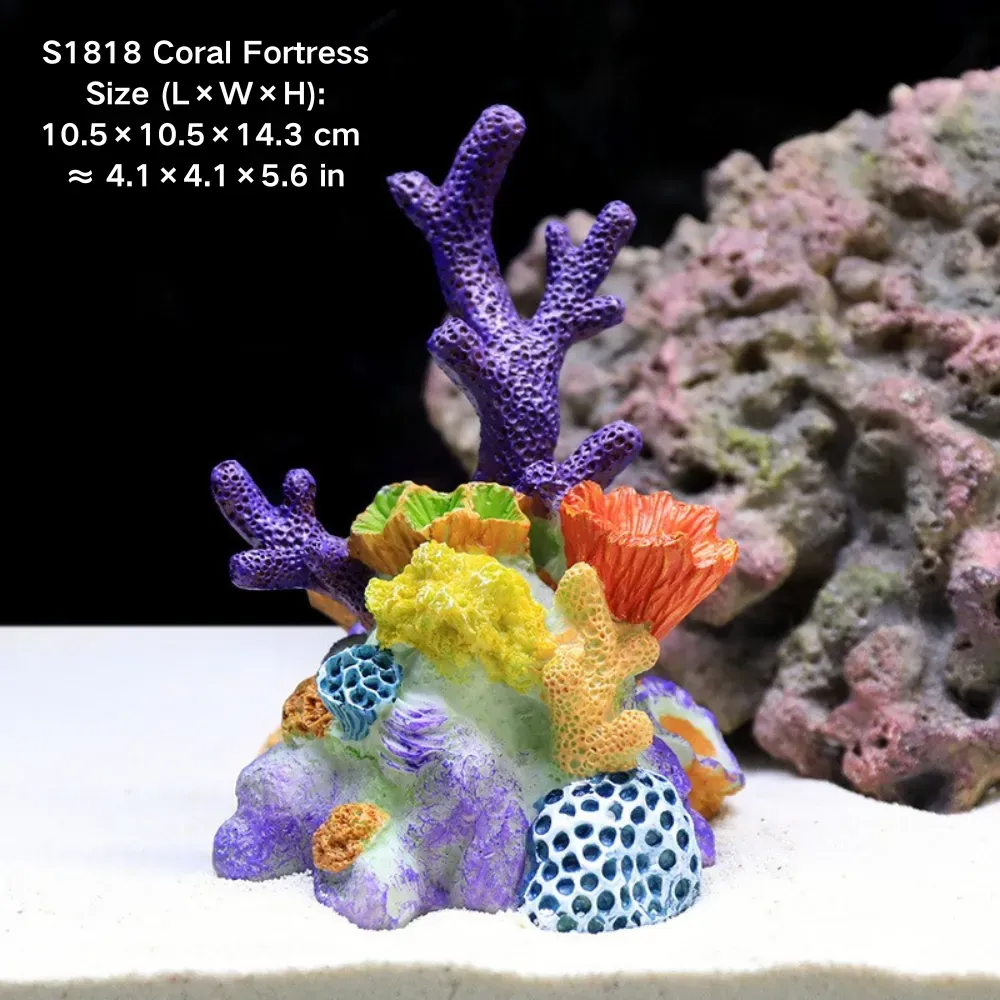 Brightly colored coral tree adds oceanic charm (3) Resin coral decorations perfect for online aquarium shops