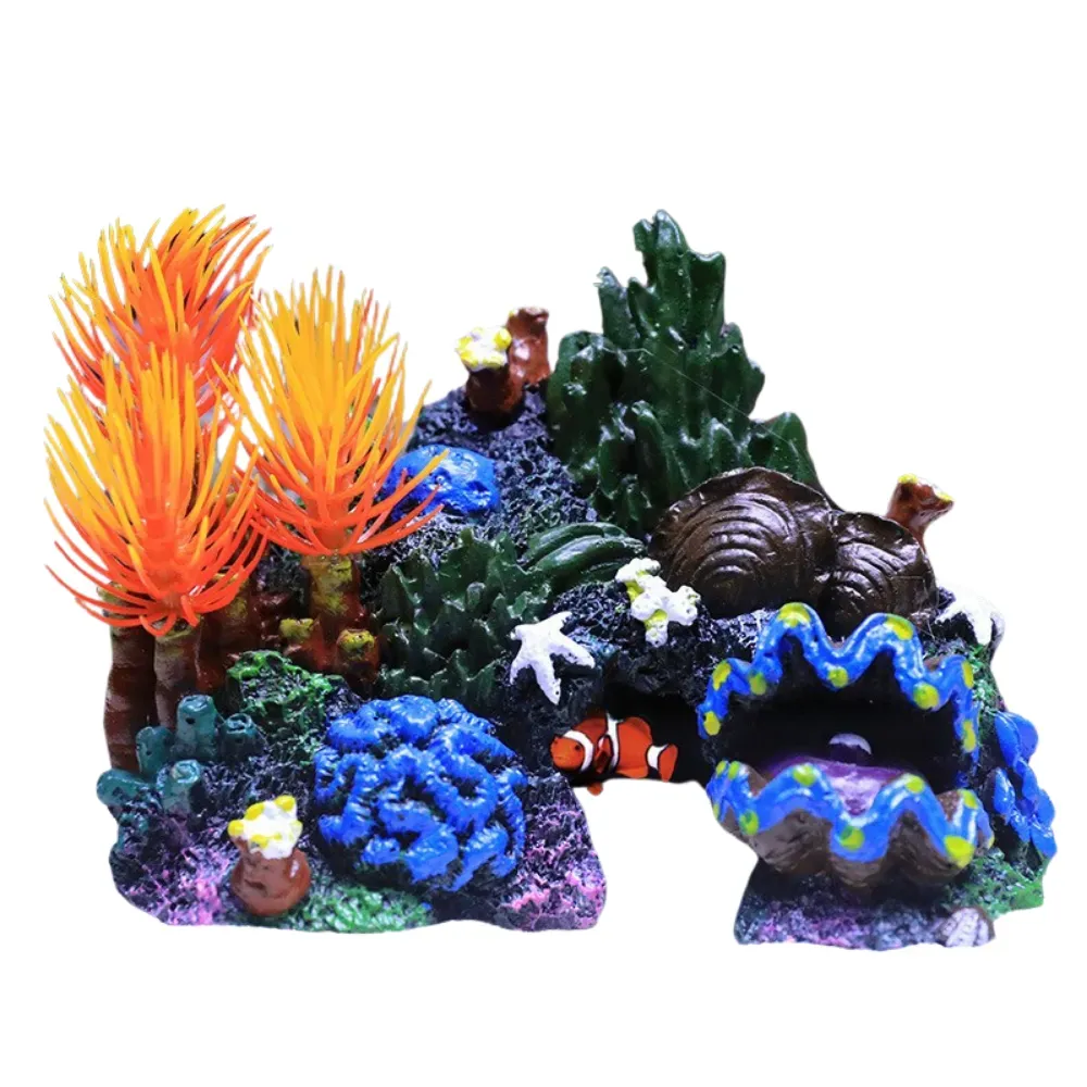 Realistic coral and mountain design for fish tanks (2) Easy to install coral and mountain combo decor