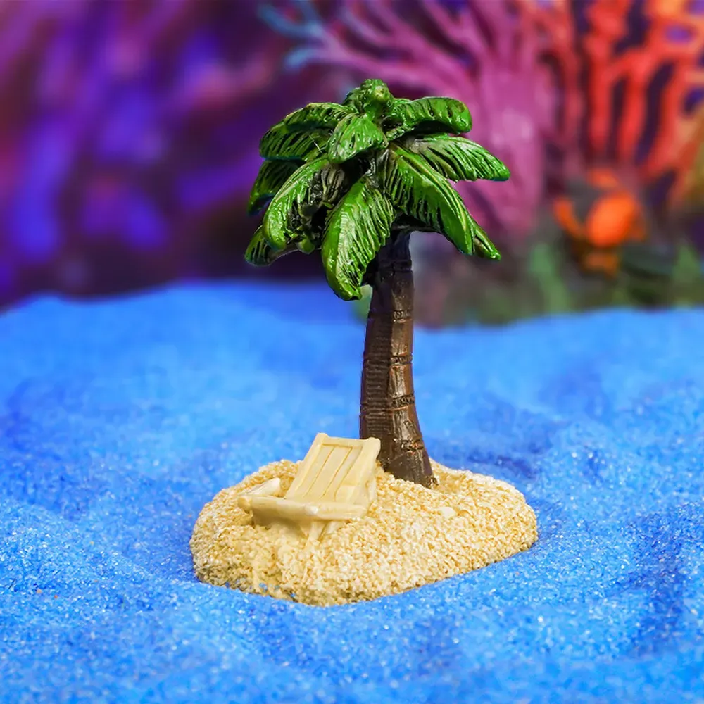 Resin coconut tree decor for aquarium landscaping (4) Durable resin palm tree for aquarium scenery