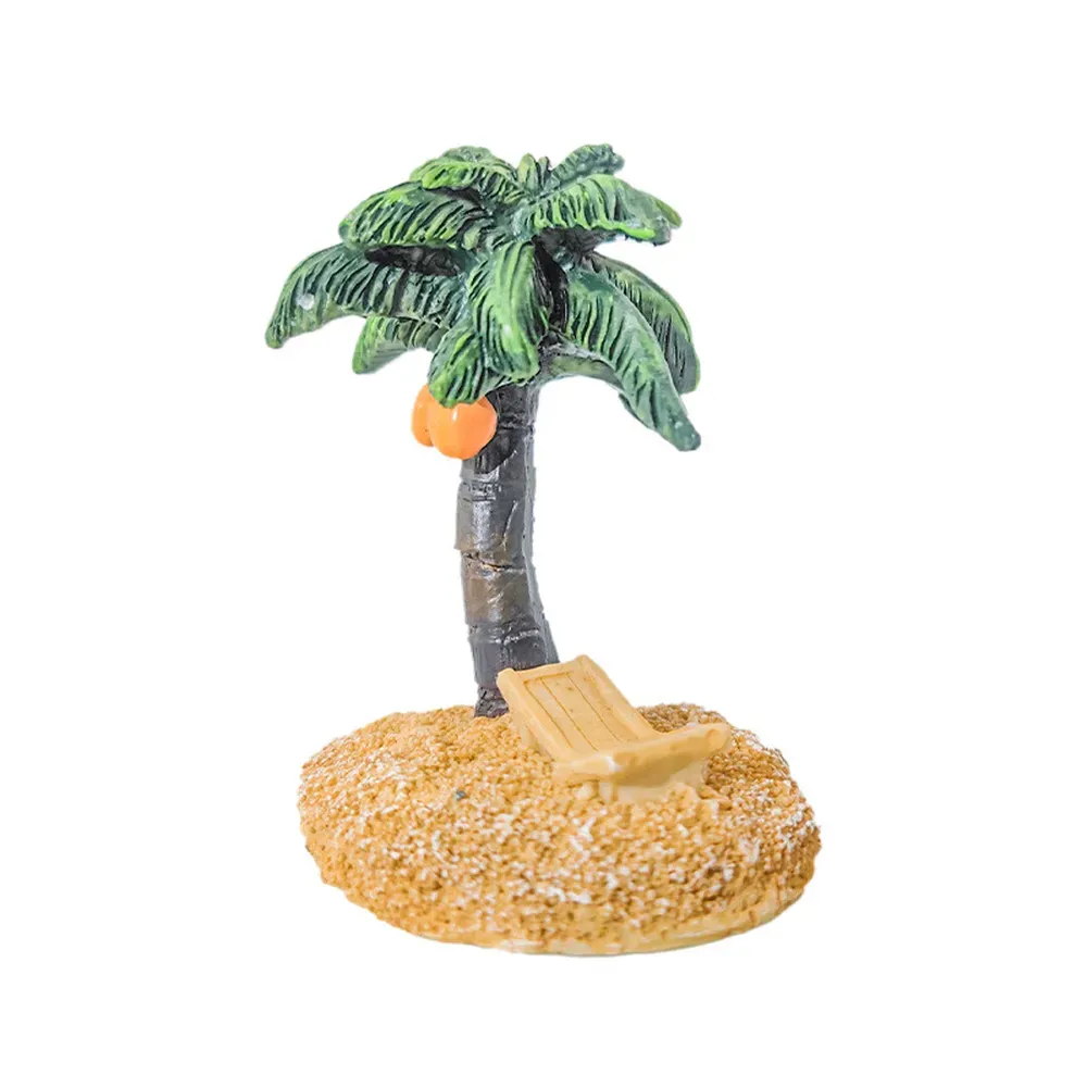 Resin coconut tree decor for aquarium landscaping (6) Miniature Mediterranean-style palm tree for fish tank