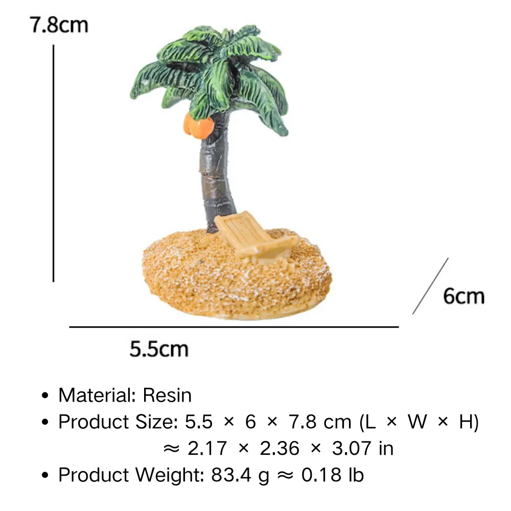 Resin coconut tree decor for aquarium landscaping (2) Underwater tropical decor for aquascaping displays