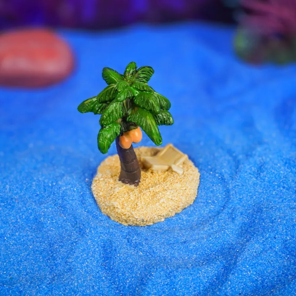 Resin coconut tree decor for aquarium landscaping (5) Coastal-themed aquarium decoration for retail display