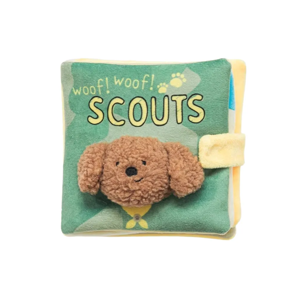 Green Book Shaped Interactive Dog Plush Toy for Treat Dispensing Green Book Shaped Interactive Dog Plush Toy for Treat Dispensing