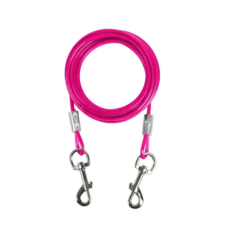 fixed point dog leash Heavy Duty Steel Wire Dog Tie Out Leash with Dual Head Design
