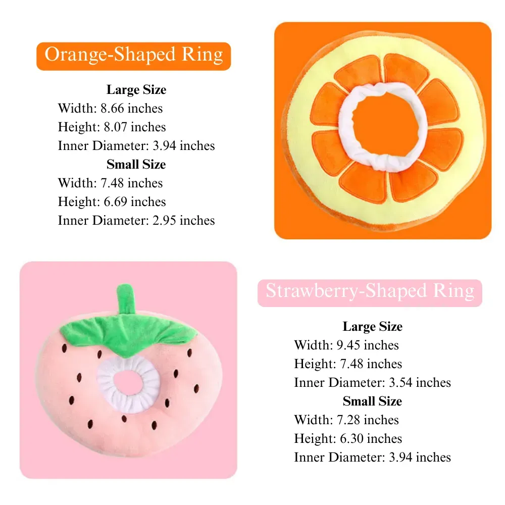 Soft Plush Cat Recovery Collar Fruit Style Anti Licking Neck Ring
