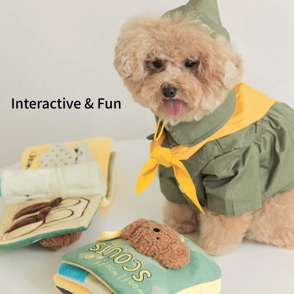 Green Book Shaped Interactive Dog Plush Toy for Treat Dispensing dog toys Green Book Shaped Interactive Dog Plush Toy for Treat Dispensing