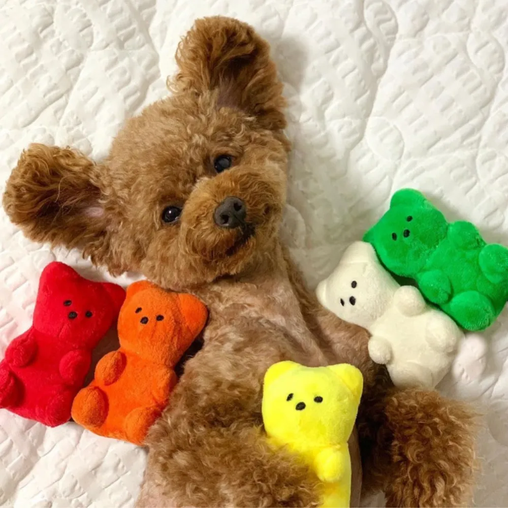 1PC Adorable Gummy Bear Squeaky Plush Pet Toy