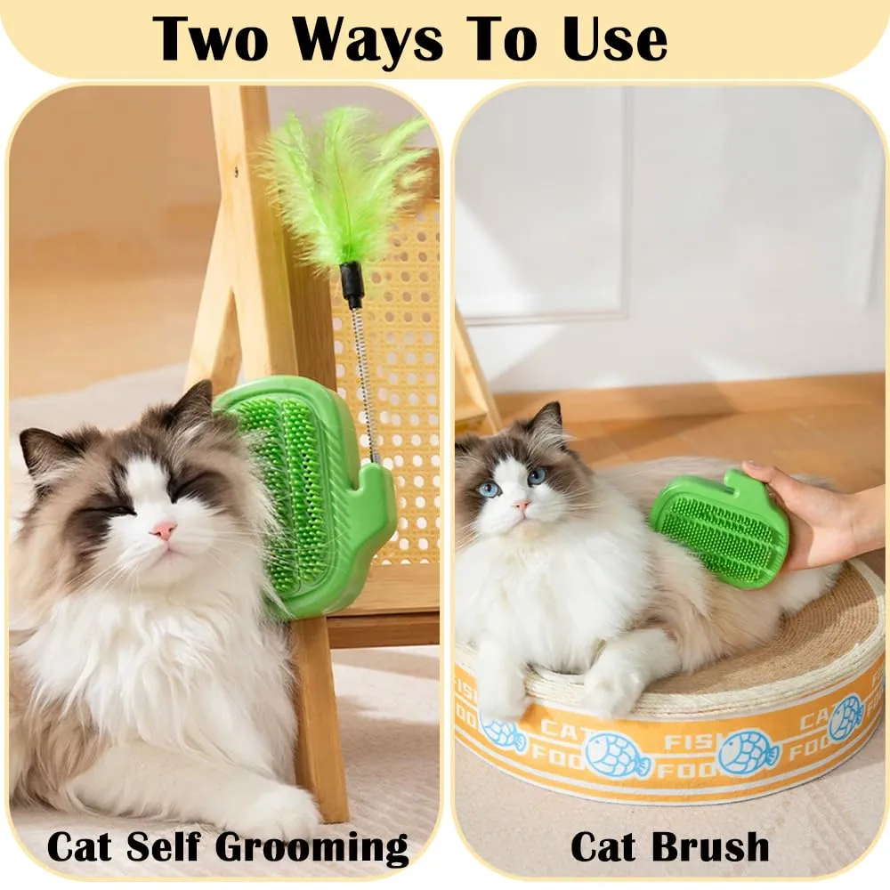 1PC Cactus Style Cat Self Groomer Brush with Feather Toy cat comb 1PC Cactus Style Cat Self Groomer Brush with Feather Toy
