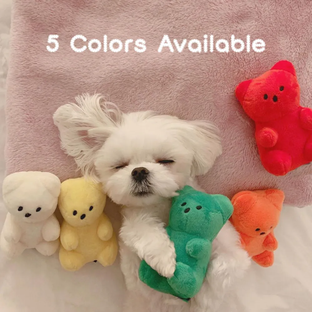 1PC Adorable Gummy Bear Squeaky Plush Pet Toy