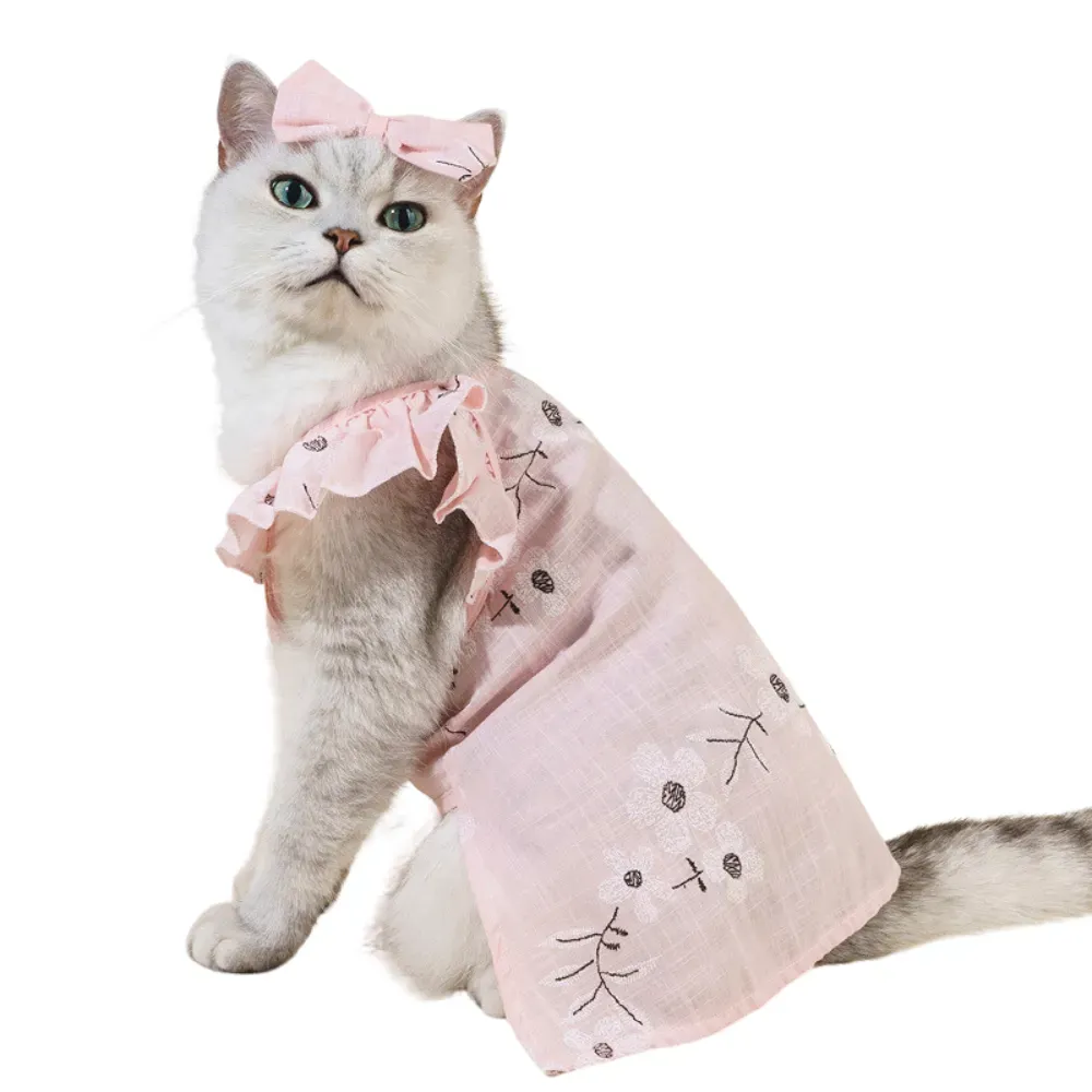 dog clothes dresses (9) "Stylish floral pet clothes and matching hair clip set for small and medium pets."